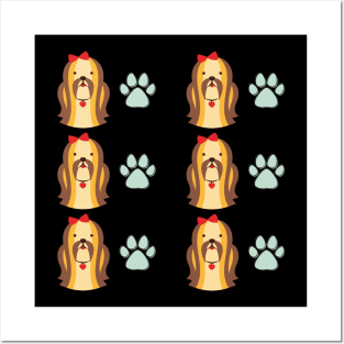 shih tzu dog pattern Posters and Art